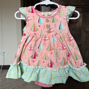 Matilda Jane Pink and Blue Baby Dress with Tent Print